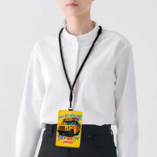 Personalized School bus driver ID card holder NPHM5190701 - Image 4