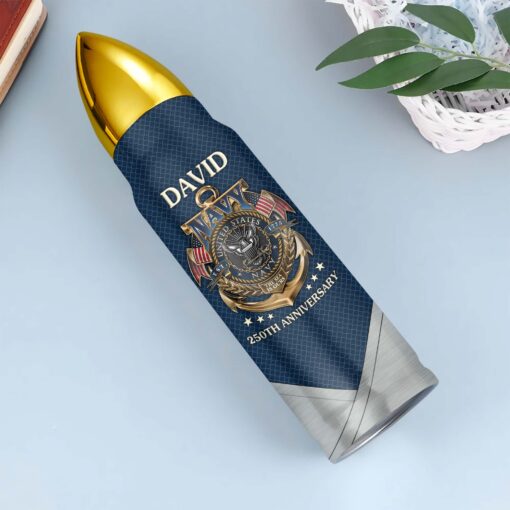 Custom US Navy 250th Anniversary Bullet Tumbler, Gift For Veterans UKHA5240603 - Image 2