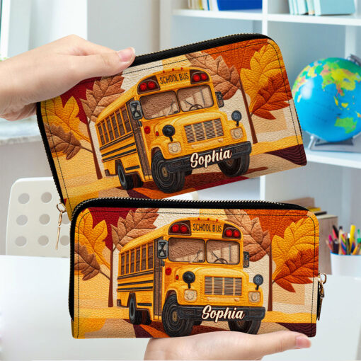 Personalized School Bus Driver Leather Pu Handbag QFTO5160701 - Image 4