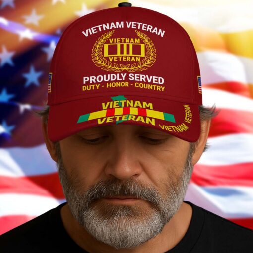 Vietnam Veteran Cap, Proudly Served, Duty - Honor - Country, Military Gifts Cap UKTD5250703 - Image 3