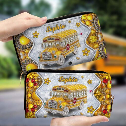 Personalized School Bus Driver Leather Handbag And Wallet QFTD5140702 - Image 4