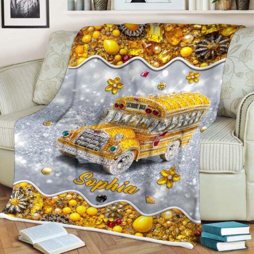 Personalized School Bus Driver Fleece Blanket QFTD5140703 - Image 3
