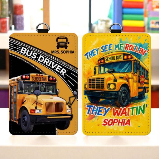 Personalized School bus driver ID card holder NPHM5190701 - Image 3