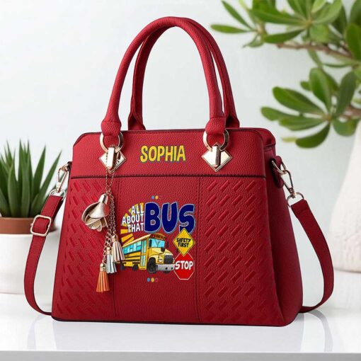 Custom School Bus Driver PU Leather Deluxe Handbag UKND5160705 - Image 3