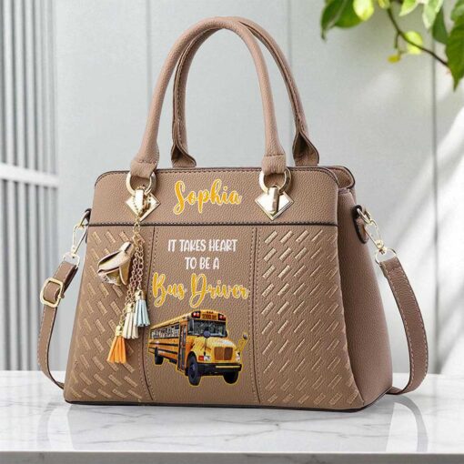 Custom School Bus Driver PU Leather Deluxe Handbag UKND5160704 - Image 4