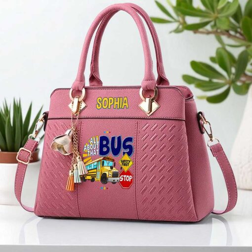 Custom School Bus Driver PU Leather Deluxe Handbag UKND5160705 - Image 7