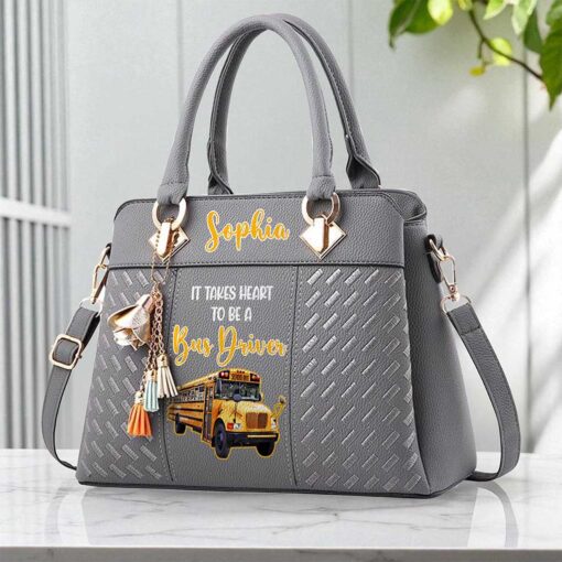 Custom School Bus Driver PU Leather Deluxe Handbag UKND5160704 - Image 3