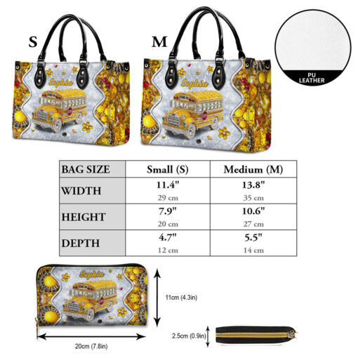 Personalized School Bus Driver Leather Handbag And Wallet QFTD5140702 - Image 5