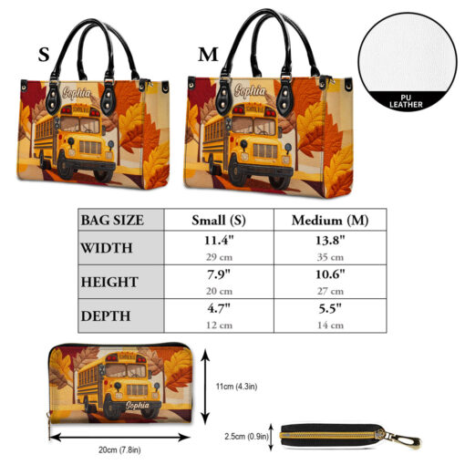 Personalized School Bus Driver Leather Pu Handbag QFTO5160701 - Image 6