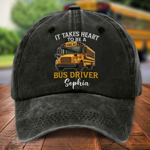 Personalized Name School Bus Driver Denim Hat UKTD5180702 - Image 2