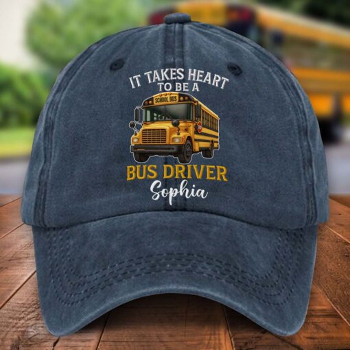 Personalized Name School Bus Driver Denim Hat UKTD5180702 - Image 4