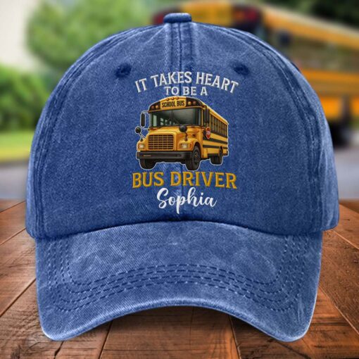 Personalized Name School Bus Driver Denim Hat UKTD5180702 - Image 3
