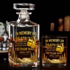 2D FLAT Personalized Vietnam Veteran Whiskey Glass & Bottle QFTD5060801