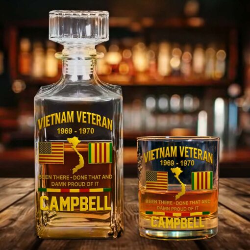 Personalized Vietnam Veteran Whiskey Glass & Bottle QFTD5060802 - Image 2