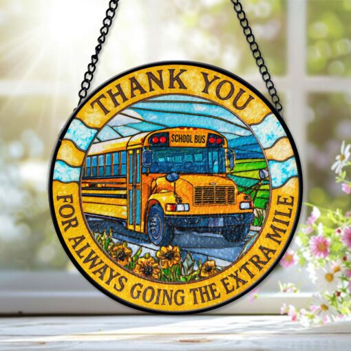 School Bus Driver Faux Stained Glass QFHA5040803