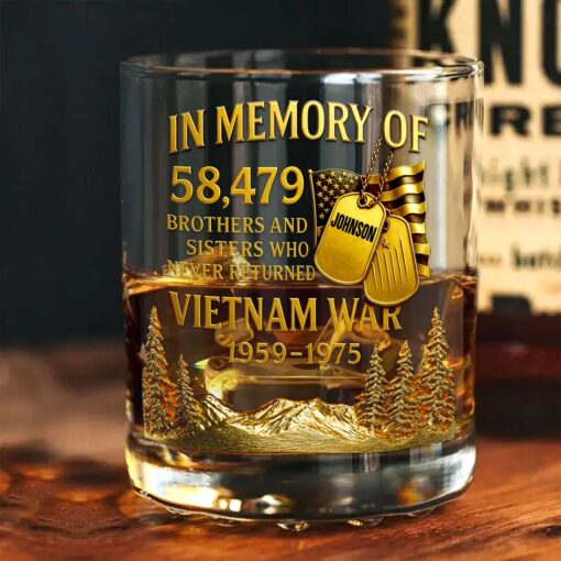 2D FLAT Personalized Vietnam Veteran Whiskey Glass & Bottle QFTD5060801 - Image 6