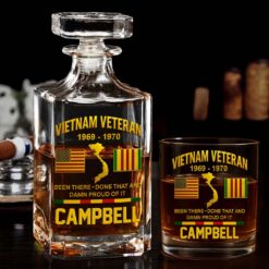 Personalized Vietnam Veteran Whiskey Glass & Bottle QFTD5060802