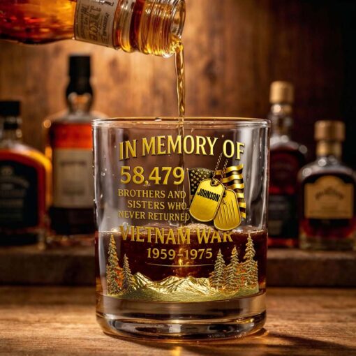 2D FLAT Personalized Vietnam Veteran Whiskey Glass & Bottle QFTD5060801 - Image 5