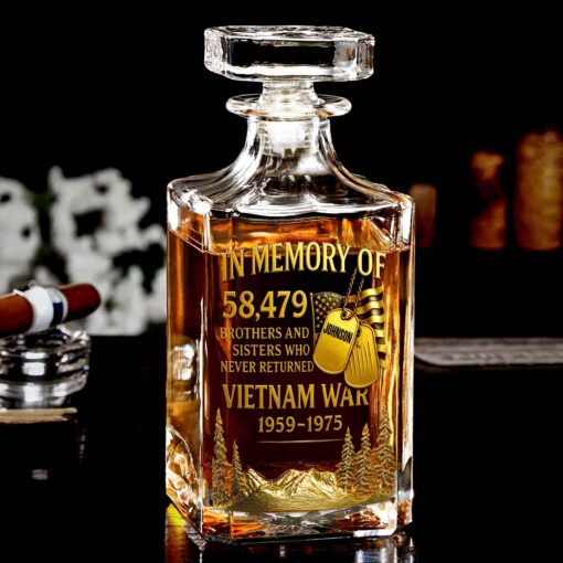2D FLAT Personalized Vietnam Veteran Whiskey Glass & Bottle QFTD5060801 - Image 4