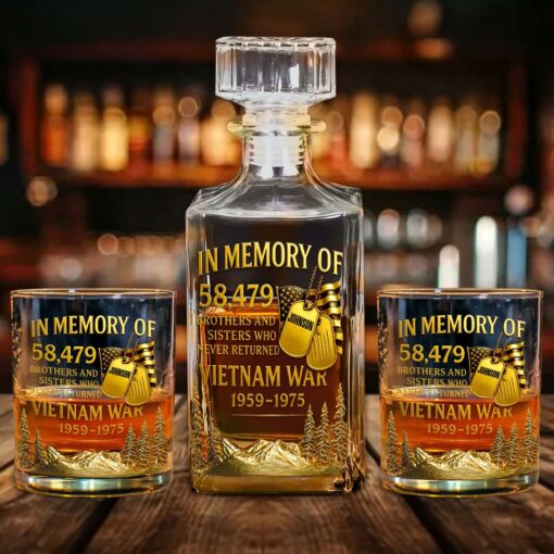 2D FLAT Personalized Vietnam Veteran Whiskey Glass & Bottle QFTD5060801 - Image 3