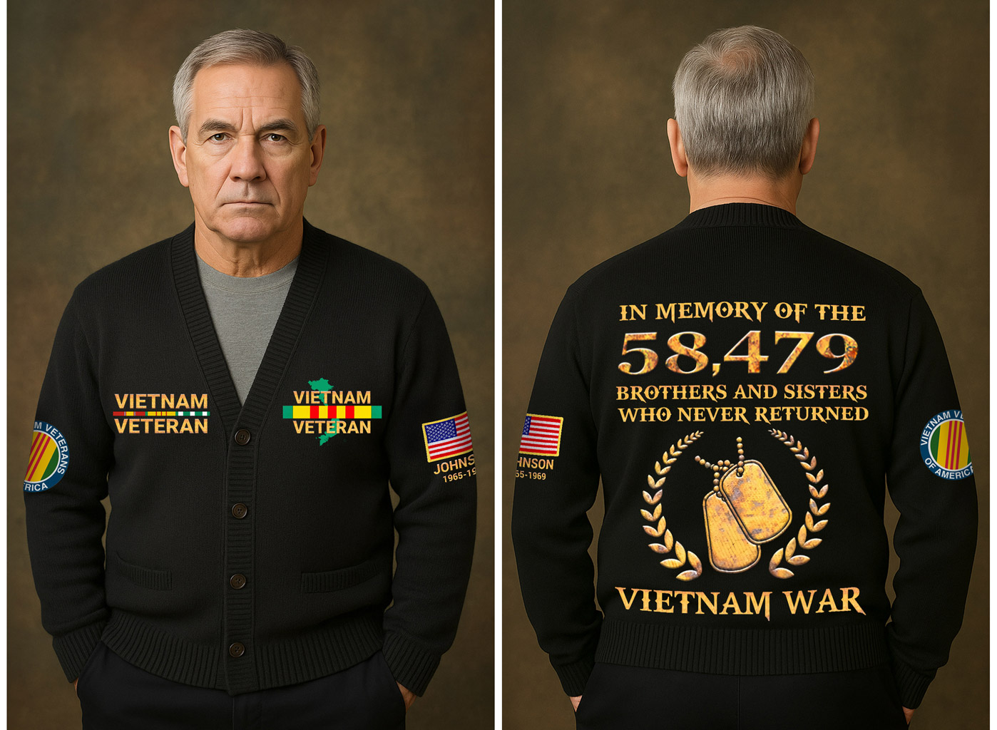 Personalized Vietnam Veteran Knitted Cardigan NPNT5211006