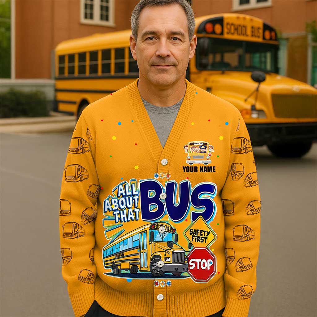 Personalized School Bus Driver Knitted Cardigan NPND5101004 - Image 4