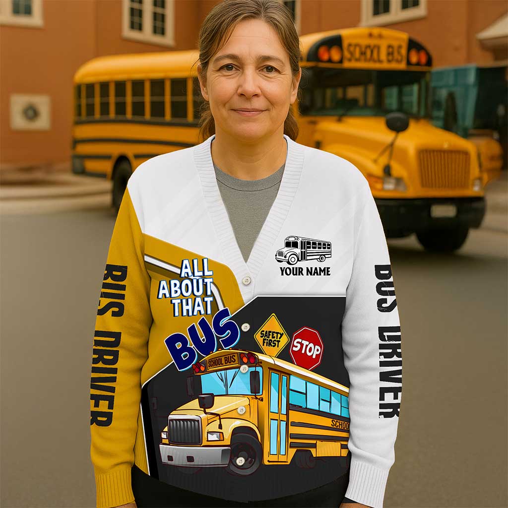 Personalized School Bus Driver Knitted Cardigan NPND5111001 - Image 2