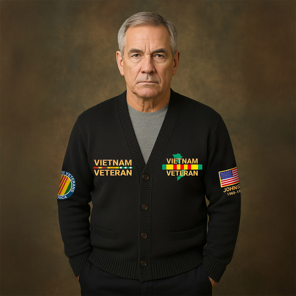 Personalized Vietnam Veteran Knitted Cardigan NPNT5211006 - Image 2