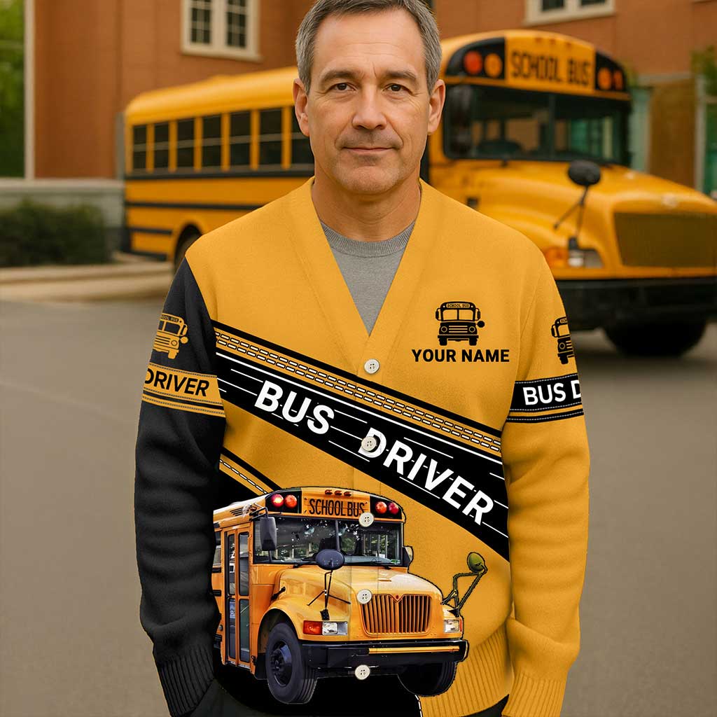 Personalized School Bus Driver Knitted Cardigan NPND5101001 - Image 2