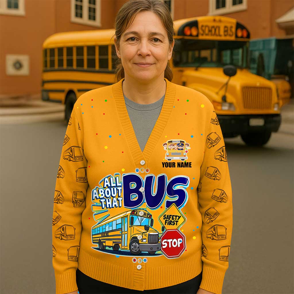 Personalized School Bus Driver Knitted Cardigan NPND5101004 - Image 2