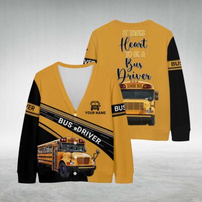 Personalized School Bus Driver Knitted Cardigan NPND5101001