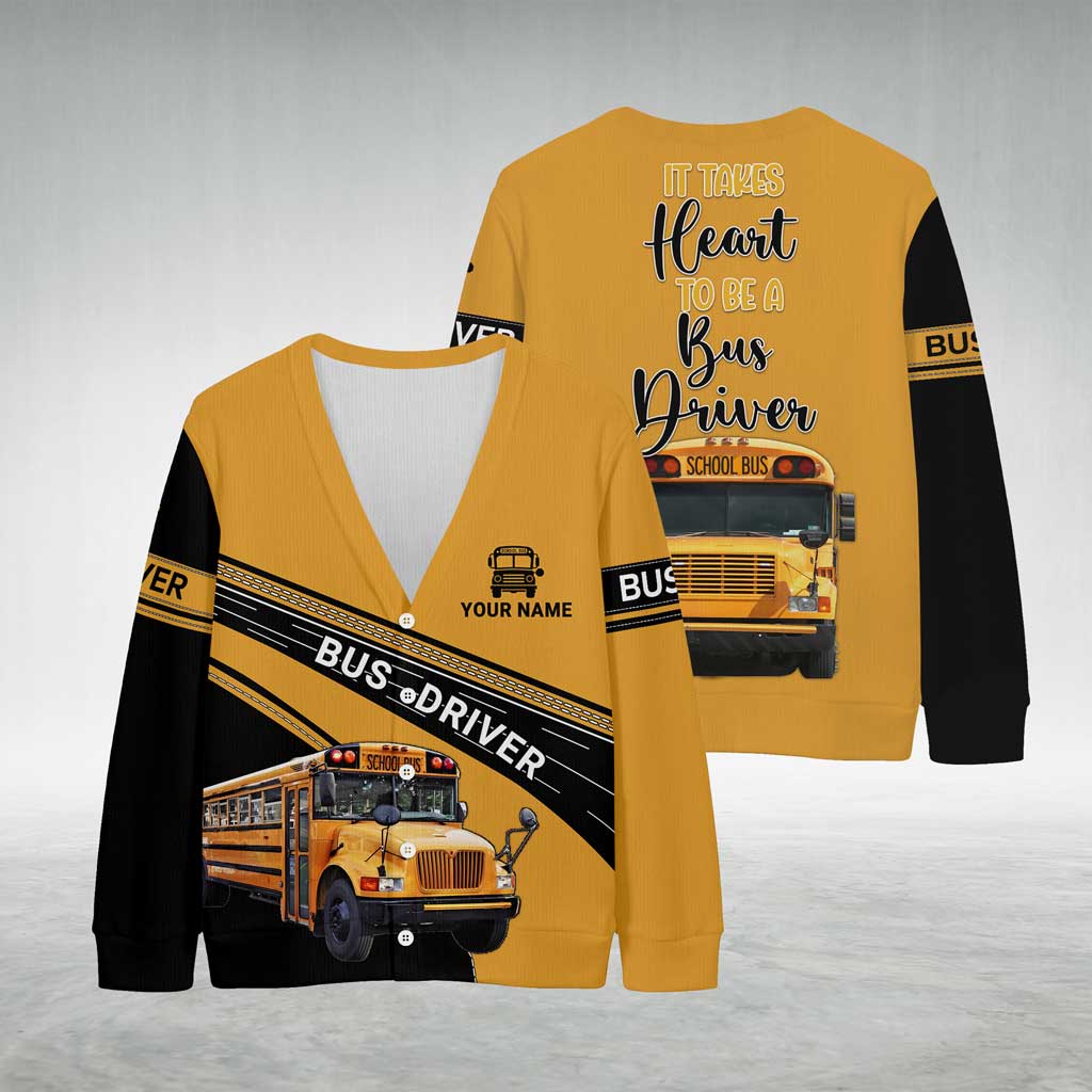 Personalized School Bus Driver Knitted Cardigan NPND5101001