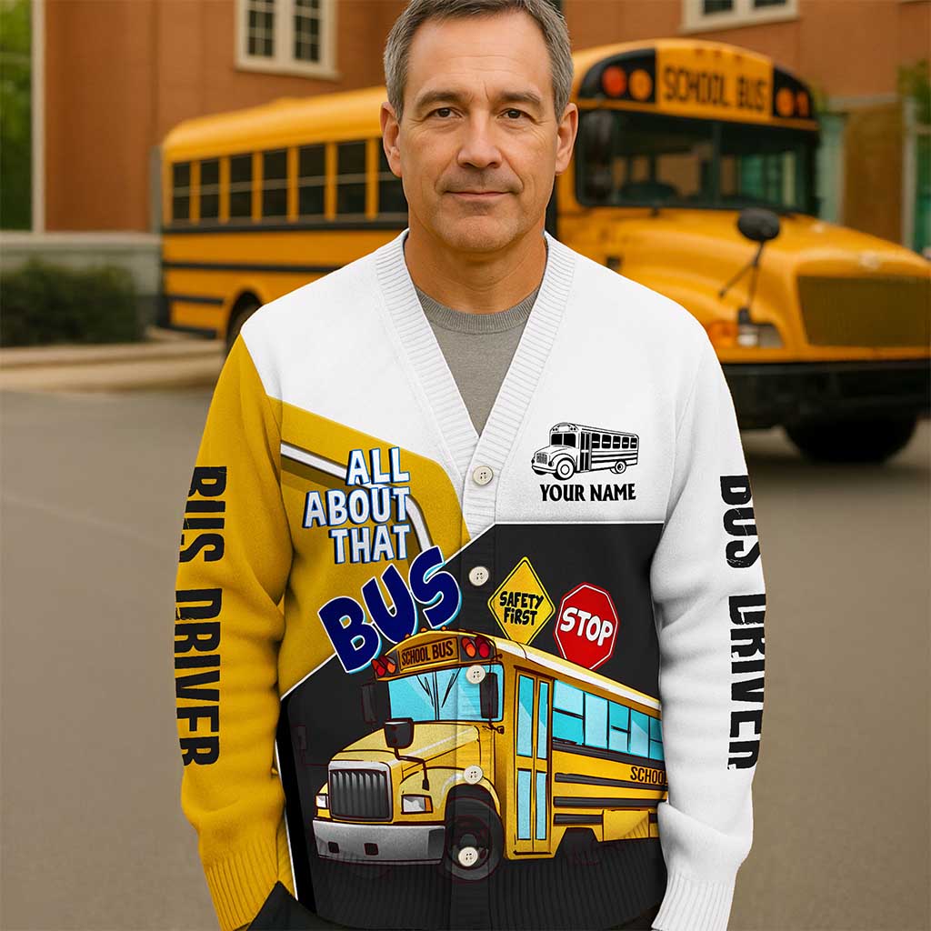 Personalized School Bus Driver Knitted Cardigan NPND5111001 - Image 4