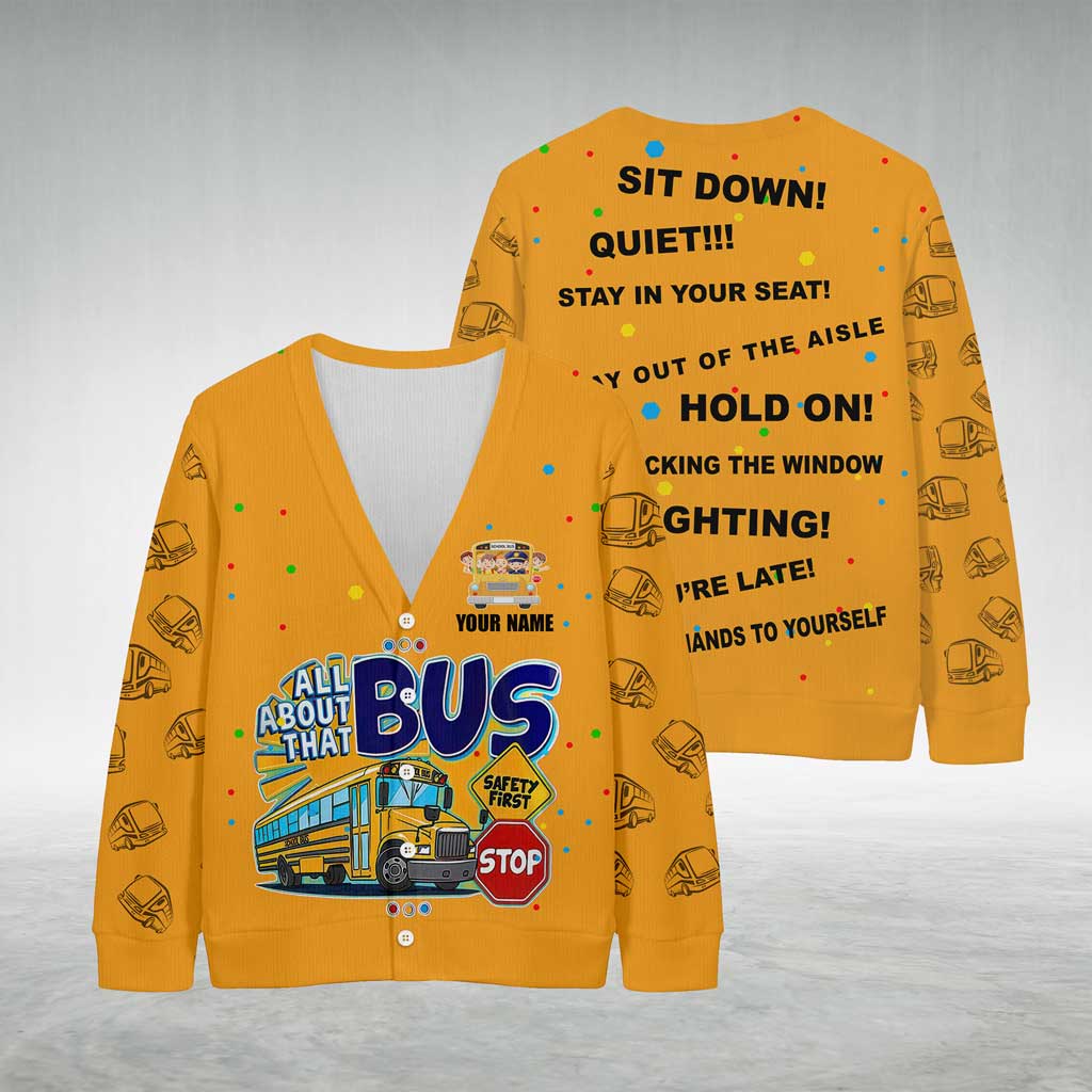 Personalized School Bus Driver Knitted Cardigan NPND5101004
