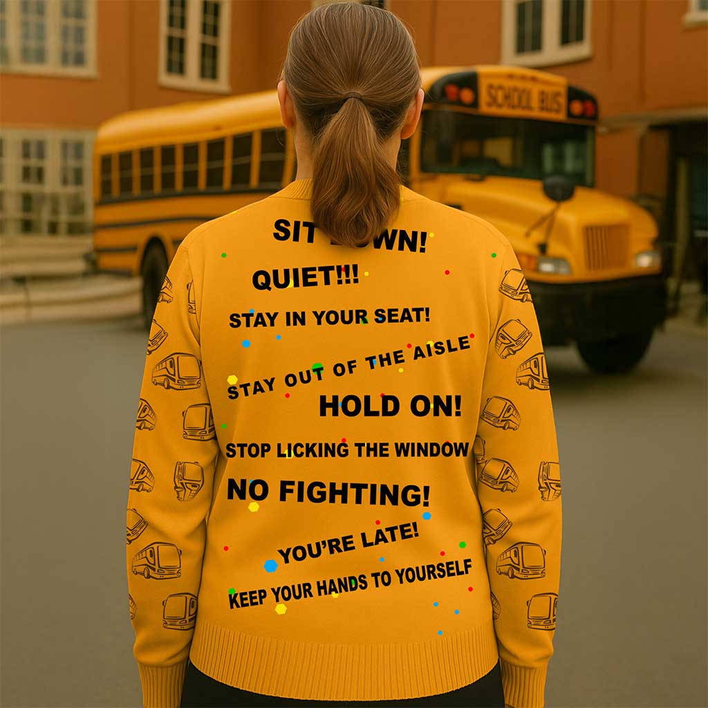 Personalized School Bus Driver Knitted Cardigan NPND5101004 - Image 3