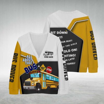 Personalized School Bus Driver Knitted Cardigan NPND5111001