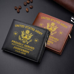 US Army Leather Wallet Proudly Served Duty Honor QDKH4200603