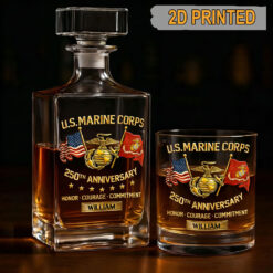 Personalized 250 Years of Freedom Marine Corps Whiskey Decanter Set NPNT6120101