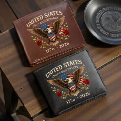 Personalized America 250th Anniversary Leather Wallet UKTO5120104