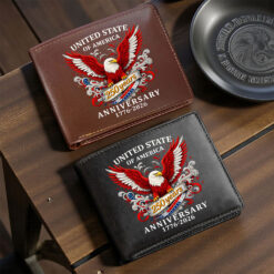 Personalized America 250th Anniversary Leather Wallet UKTO5120106