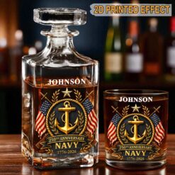 Personalized US Navy America 250th Anniversary Whiskey Decanter Set UKHM6130101